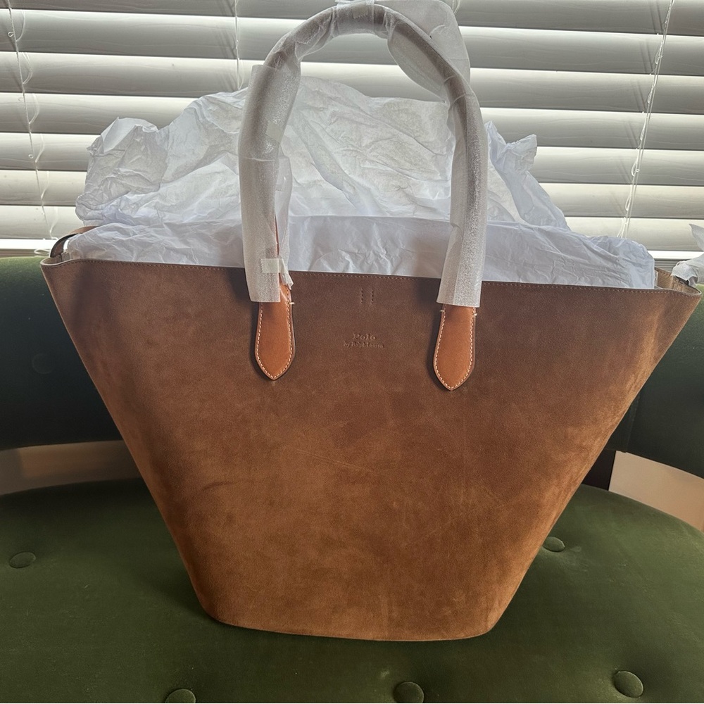 Polo Ralph Lauren Leather-Trim Suede Large Bellport Tote